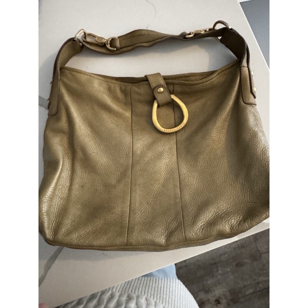 VTG Franco Sarto Gold Leather Handbag With Gold‎ Accents